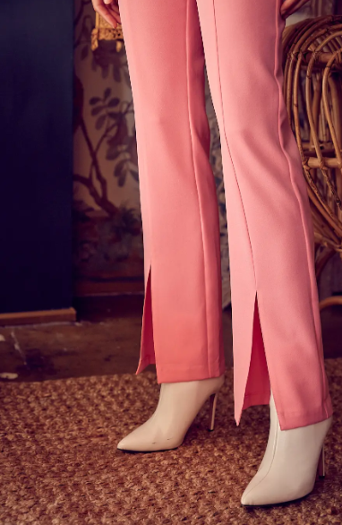 Doll Pink Slit Pants - Beciga
