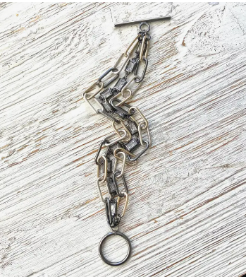 Multi Chain Paperclip Mixed Metal Bracelet - Beciga