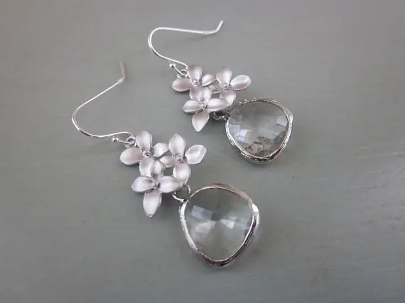 Silver Clear Earrings - Beciga