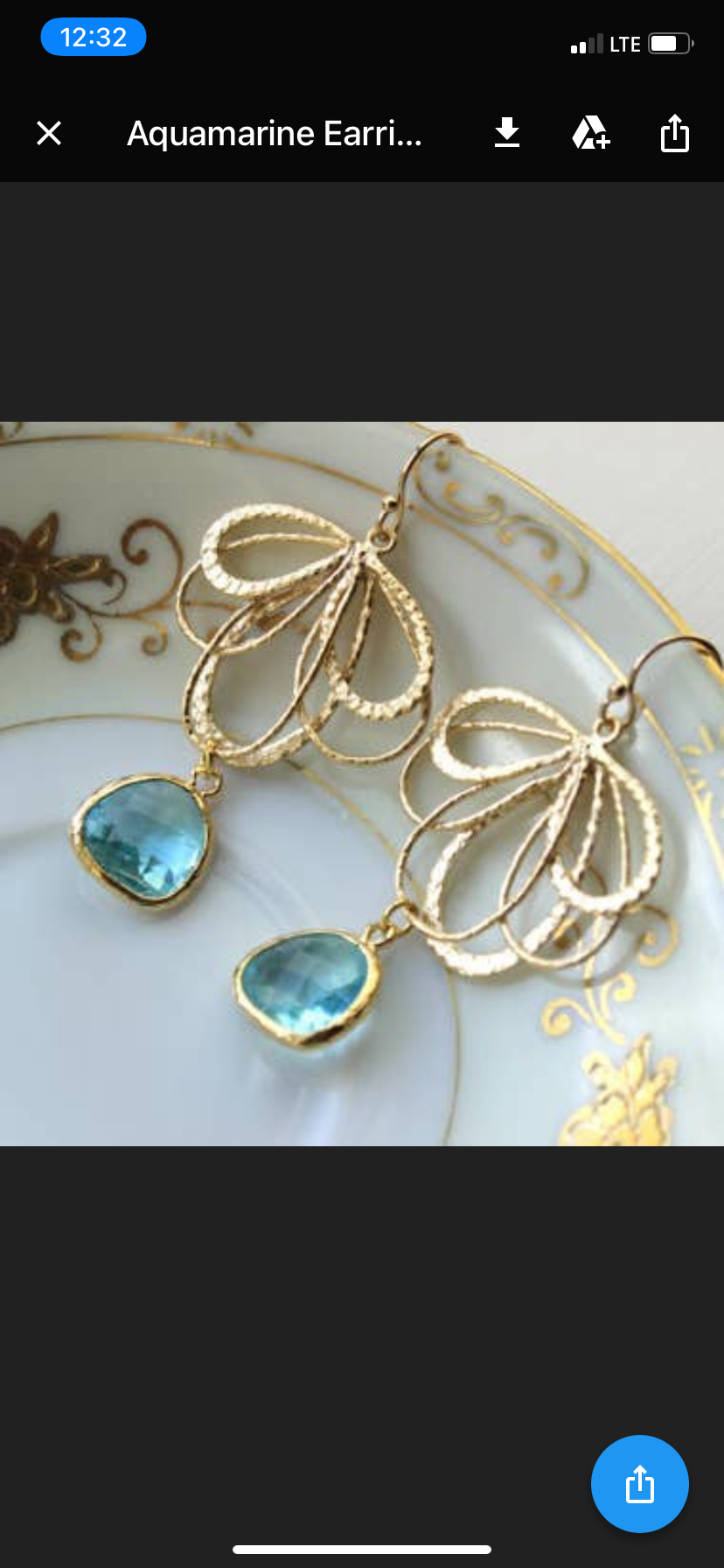 Aquamarine Earrings Gold Feather - Beciga